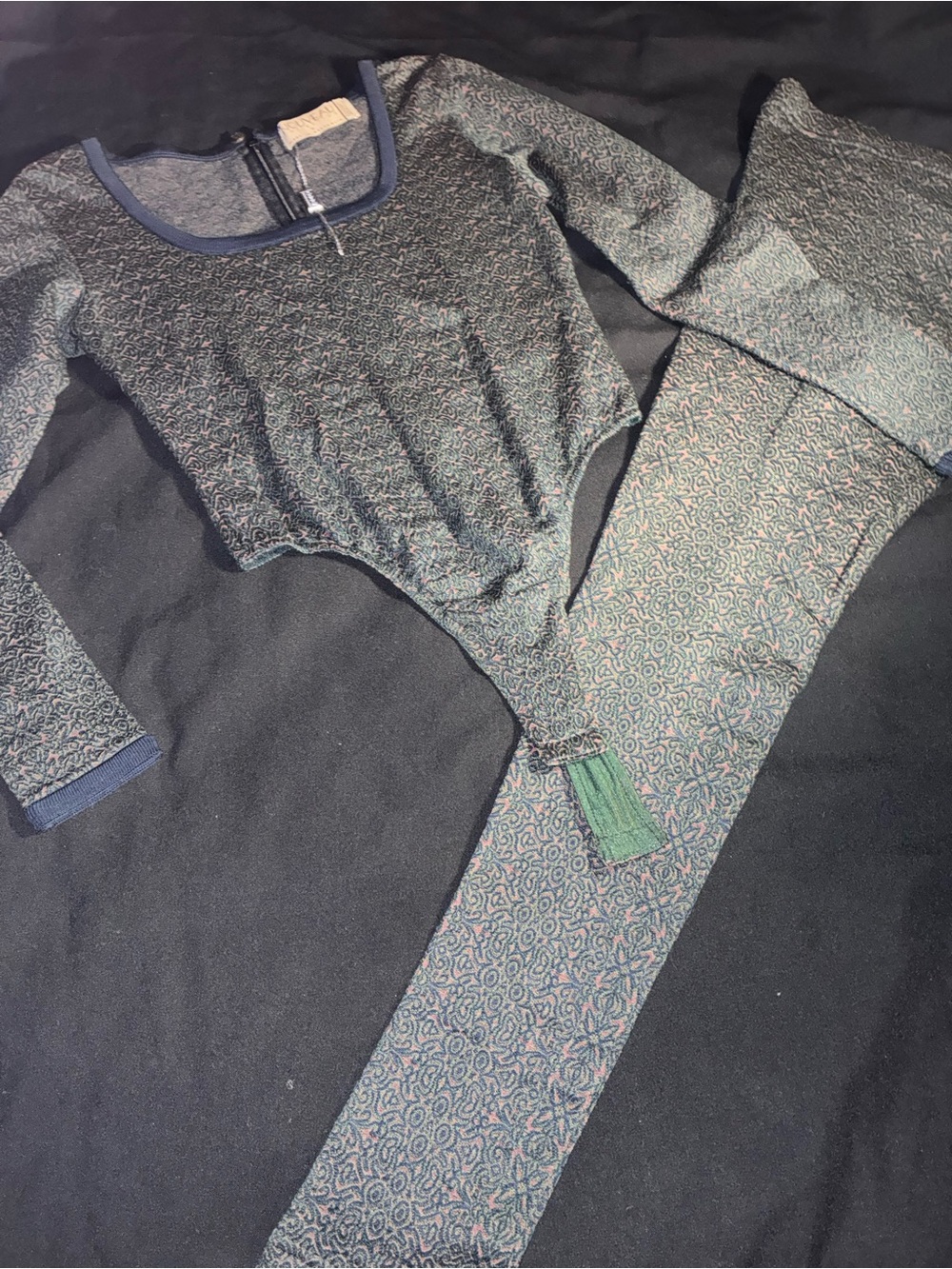 COOGI Multicolor Knit Top with Navy Trim